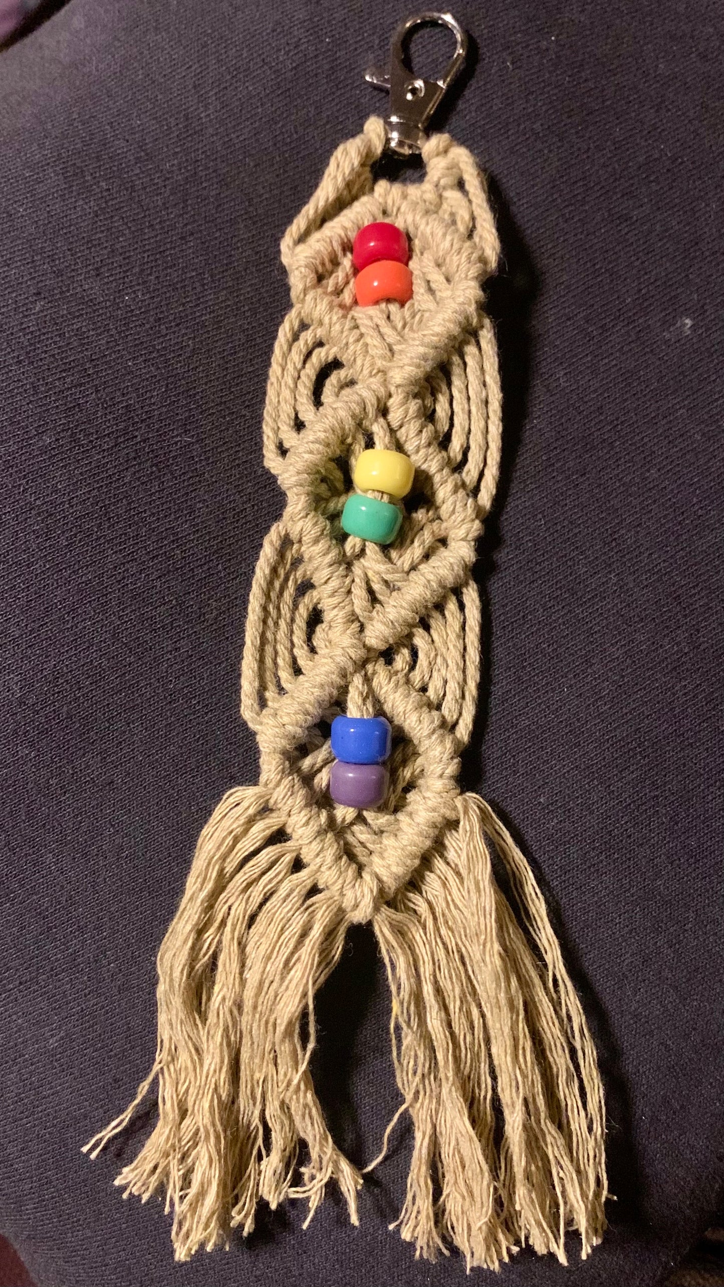 Rainbow Macrame Keychain